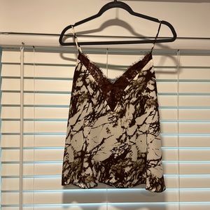 Melrose and Market Brown and white tank
